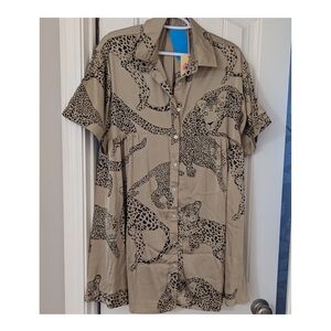 Entro Beige Leopard Print Mini Dress